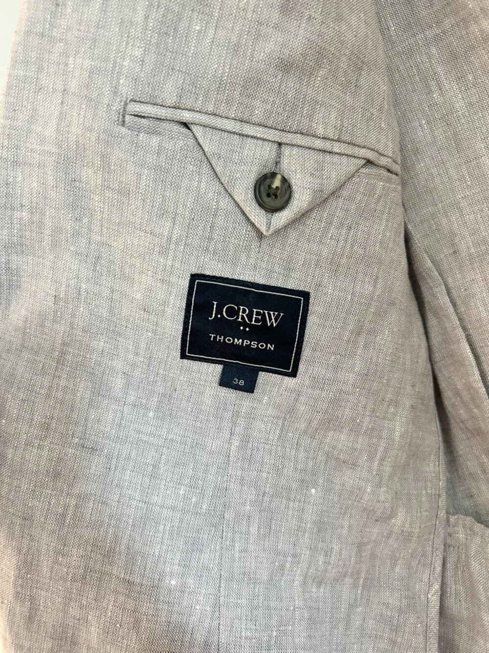 J. Crew Men's Thompson 100% Linen Blazer Light Gray Summer Lightweight Size 38